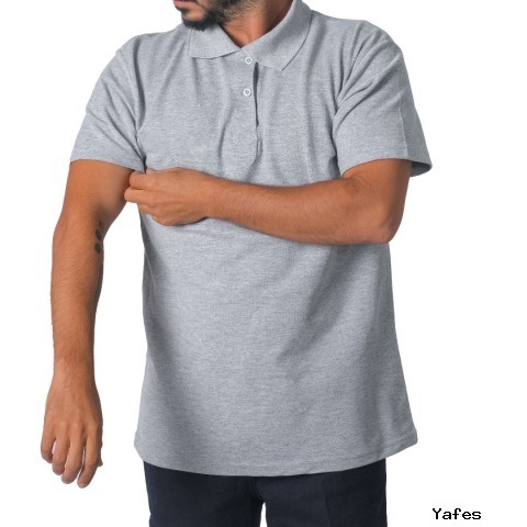 Polo Yaka T-shirt Gri - Toptan Basic (Promosyon)