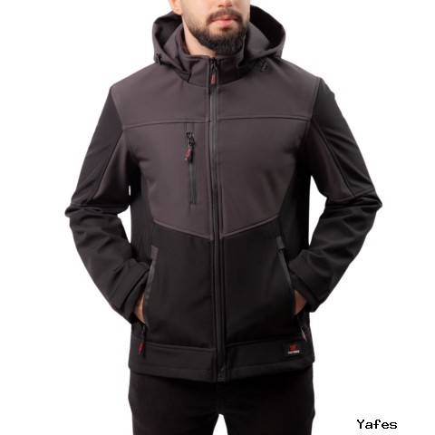 Softshell Mont Kapşonlu / Gri Siyah - Toptan İş Kıyafeti