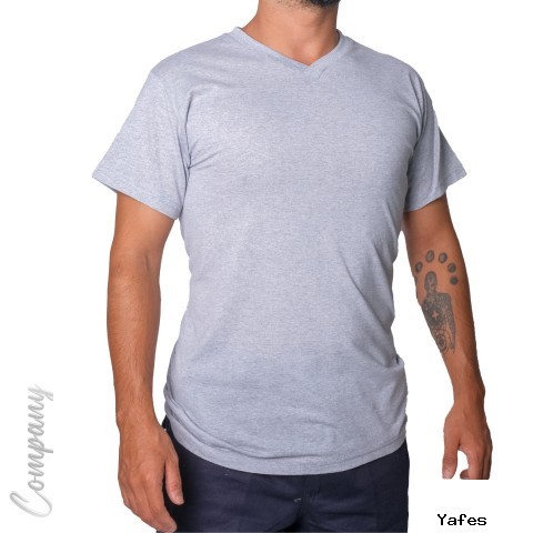 V Yaka T-shirt Gri - Toptan Company