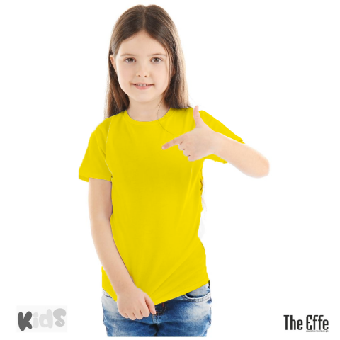 Sıfır Yaka T-shirt -Toptan Çocuk Sarı